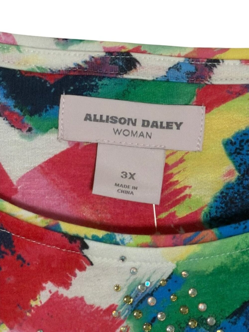 Allison Daley 3X Abstract Studded Tunic Top Colorful NWT Plus - Picture 3 of 9
